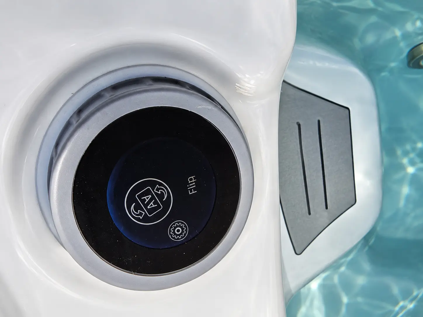 Close-up inspection of a spa control component